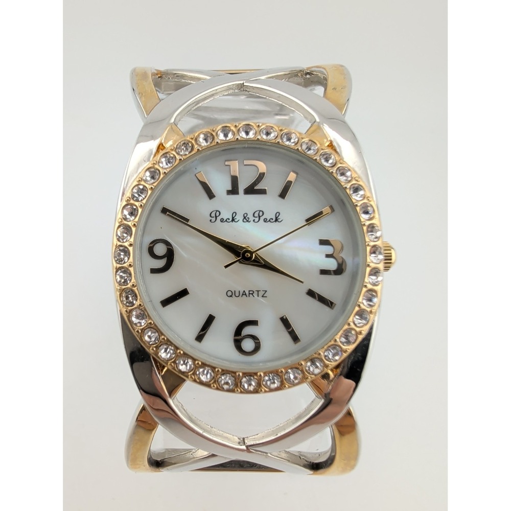 Peck & Peck Women's Watch 30mm Case Bangle Rhinestone Bezel- New Battery